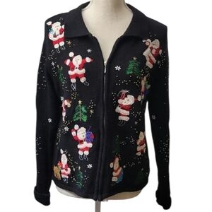 Vintage Segue Black Santa Sweater